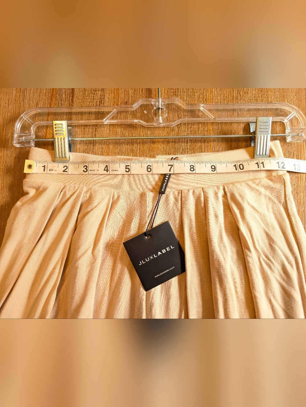 JLUXLABEL Tan Beige Devyn Wide Leg Pleated Trousers Size S NWT - Picture 10 of 13